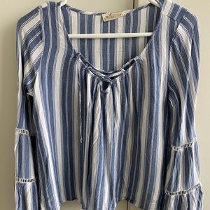 Hollister Blue and White Striped Long Sleeve Shirt